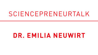 Logo banner with the headline “Sciencepreneurtalk” in red lettering and the name “Dr. Emilia Neuwirt” highlighted in red underneath.