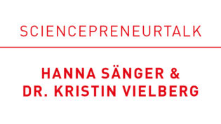 Logo banner with the headline “Sciencepreneurtalk” in red lettering and the name “Hanna Sänger & Dr. Kristin Vielberg” highlighted in red underneath.